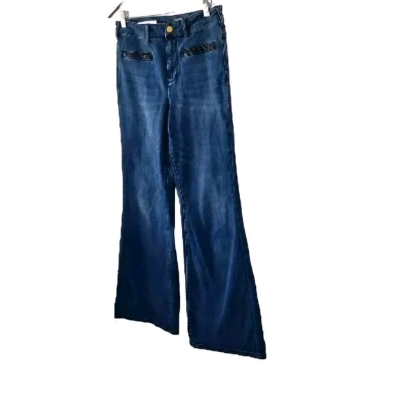 Pilcro And The Letterpress Stet Leather Trim Pockets High Rise Jeans Size 28 - Picture 5 of 10